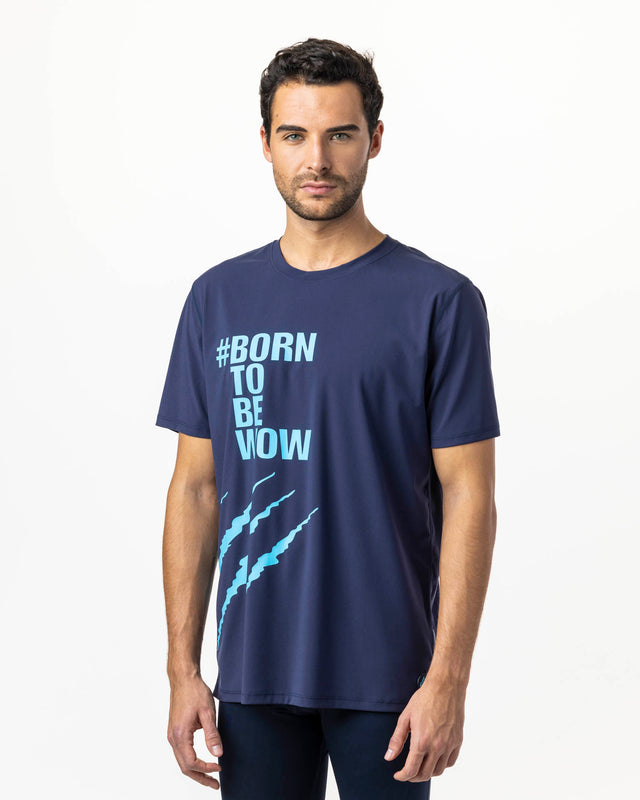 Camiseta de pádel azul marino WOW Born para hombre Wolf On Wings