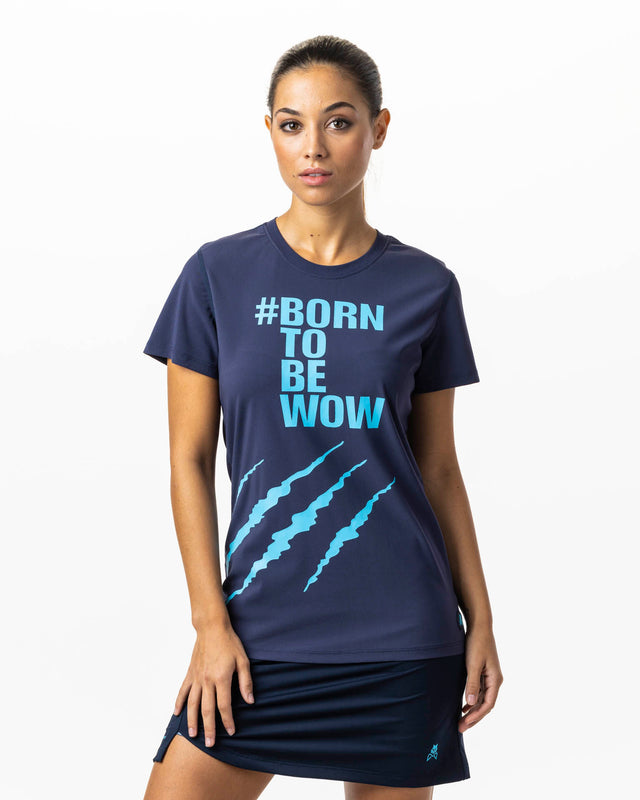 Camiseta de pádel azul marino WOW Born para mujer